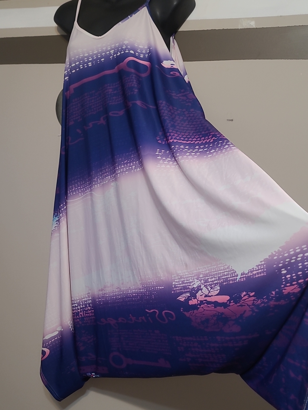 Lily by Firmiana Purple/White Ombre Harem Jumpsuit Boho Ovrszd Beachwear Sz Med - Picture 9 of 13